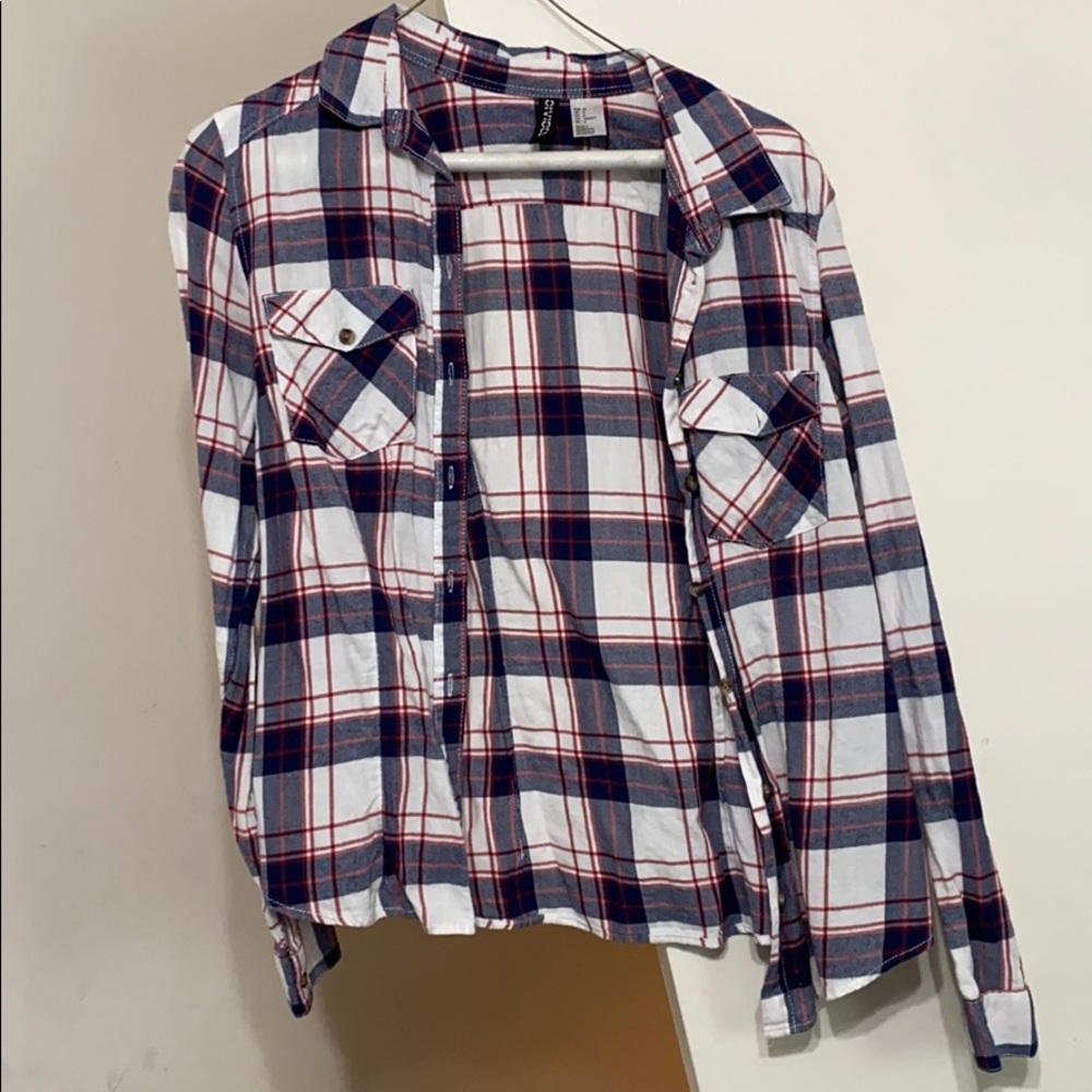 Divided plaid long sleeve cotton shirt size 6